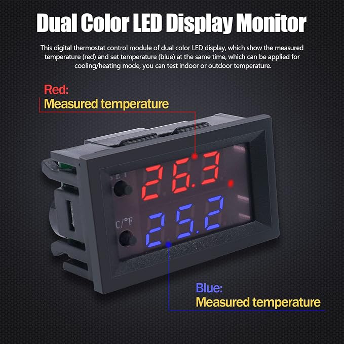 Twidec/DC 12V Temperature Controller Programmable -50 to 110 ℃ Red/Blue LED - Image 2