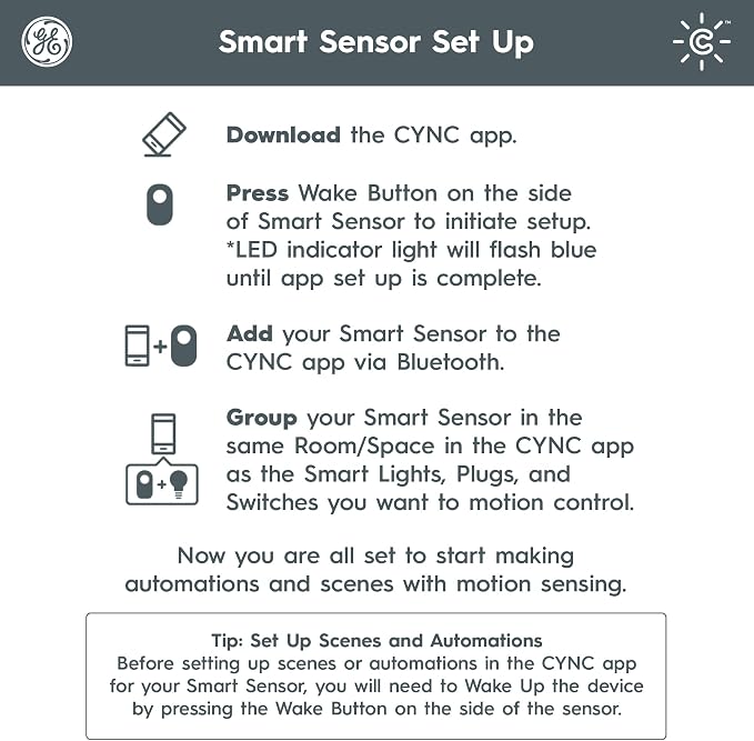 GE CYNC Wireless Smart Motion Sensor, Battery-Powered, Works - Image 8