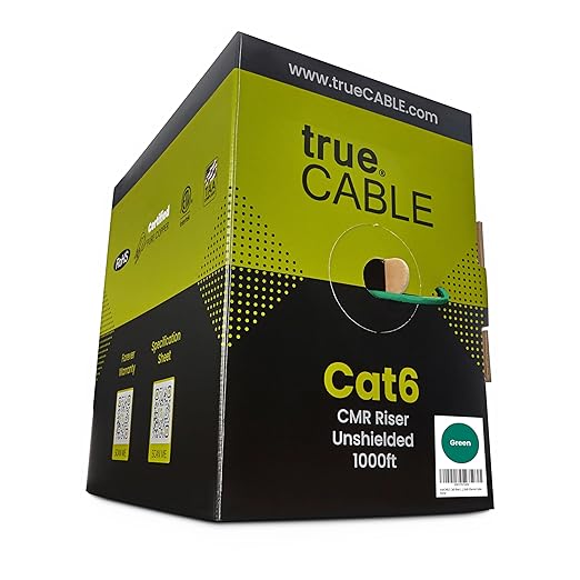trueCABLE Cat6 Riser, 23AWG 4 Pair Solid Bare Copper, ETL Listed, Unshielded by trueCABLE