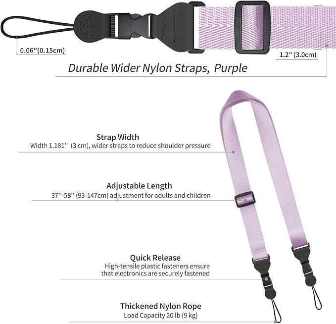FIEIL Nylon iPad Strap, Adjustable Camera Neck Strap, Comfortable Shoulder Strap - Image 6