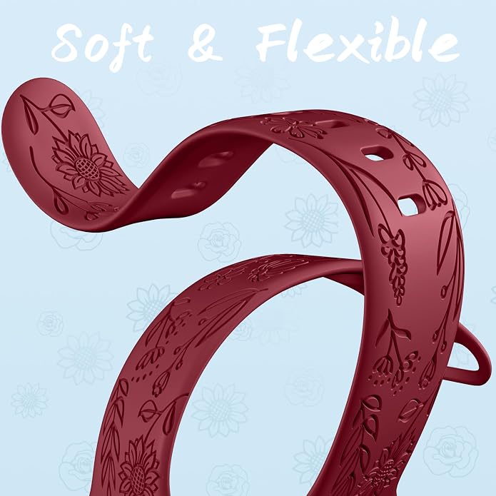 SNBLK 6 Pack Floral Engraved Bands Compatible - Image 5