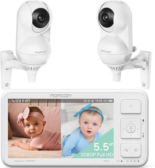 Momcozy Baby Monitor with 2 Cameras 5.5" 1080P Full HD Split Screen Video Baby by Momcozy