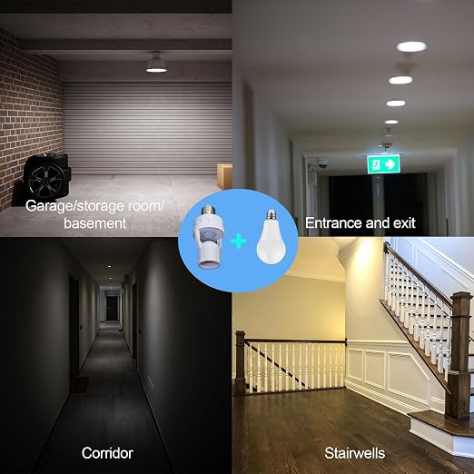 PIR Motion Sensor Light Socket, E26/E27 Smart Lamp Bulb Holder Adapter Auto - Image 2