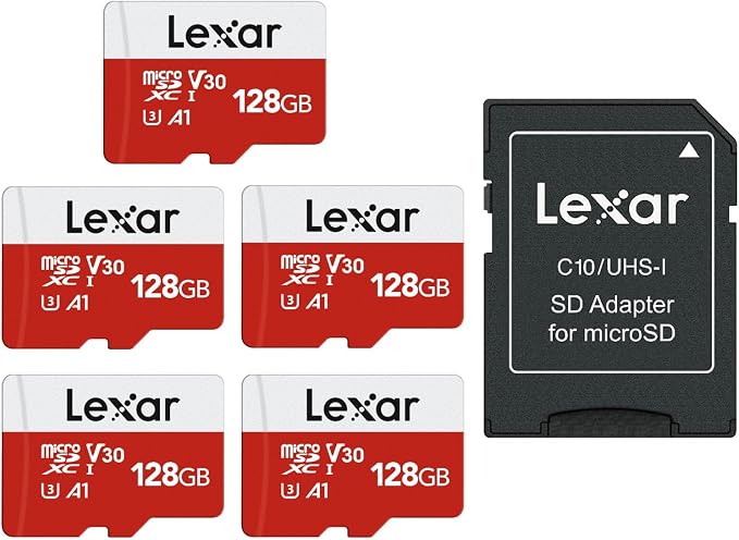 Lexar E-Series 128GB Micro SD Card 5 Pack, microSDXC UHS-I Flash Memory Card by Lexar