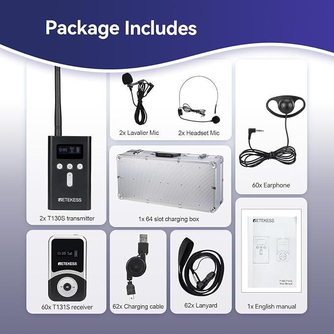 Retekess T130S Tour Guide Headsets, Tour Guide Microphone and Speaker, Upgraded - Image 7