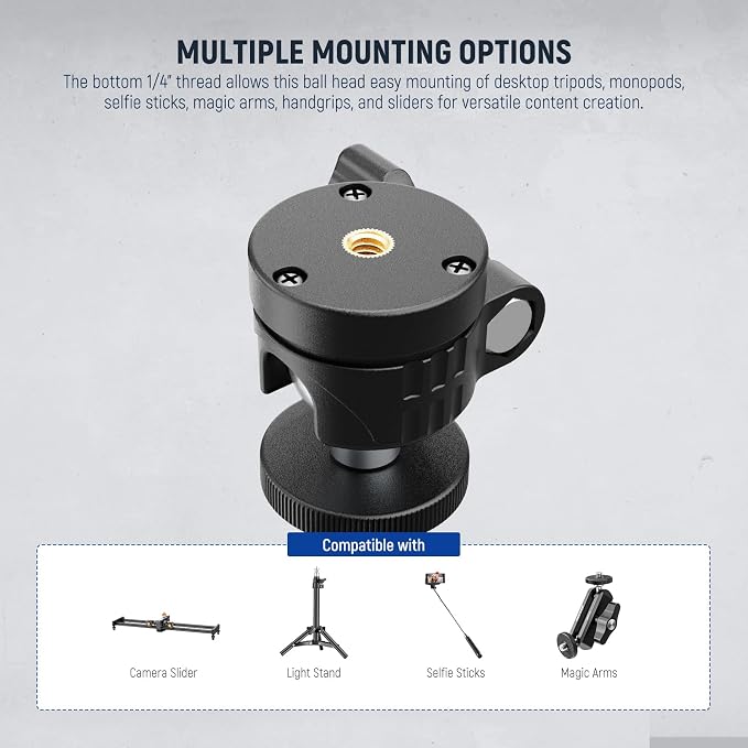 NEEWER Basic Mini Ball Head, Portable Tripod Head Camera Mount Adapter - Image 4