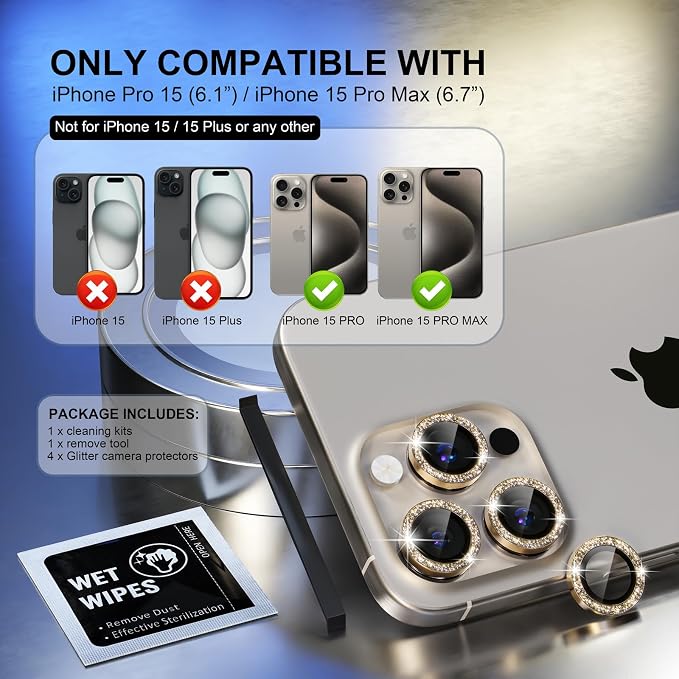 Choiche Compatible for iPhone 15 Pro/iPhone 15 Pro Max Camera Lens Protector - Image 2