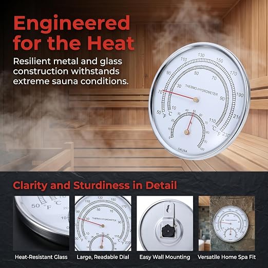 Sauna Thermometer and Hygrometer Indoor Temperature and Humidity Monitor - Image 3