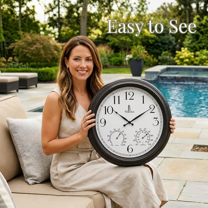 18 inch Outdoor Clocks for Patio Large Waterproof - Image 4