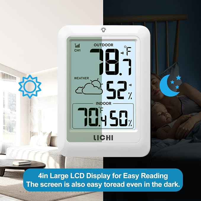 Indoor Outdoor Thermometer Wireless Weather Station, Internal External - Image 6