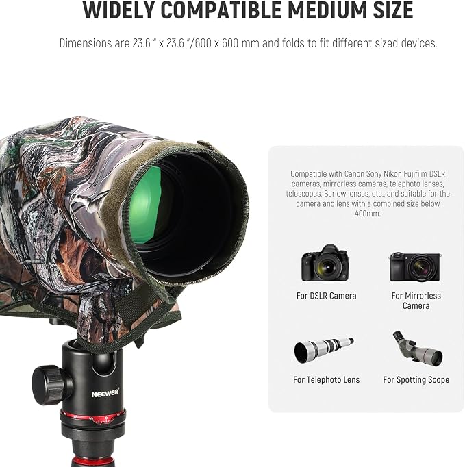NEEWER Camera Rain Cover, M Medium Size Waterproof Raincoat Cover Sleeve - Image 2
