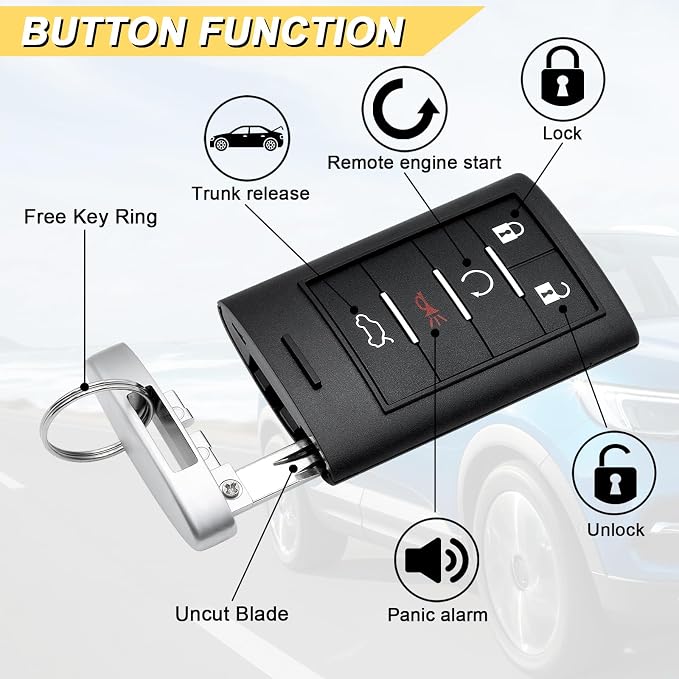 Vurkcy Key Fob Replacement for 2008-2015 CTS/ 08-11 STS Car Keyless Entry - Image 3