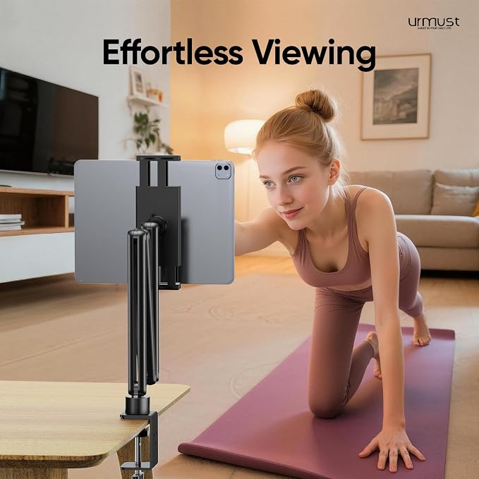 Urmust Tablet Stand for Desk, Adjustable iPad Holder for Bed, 360° Rotation - Image 3
