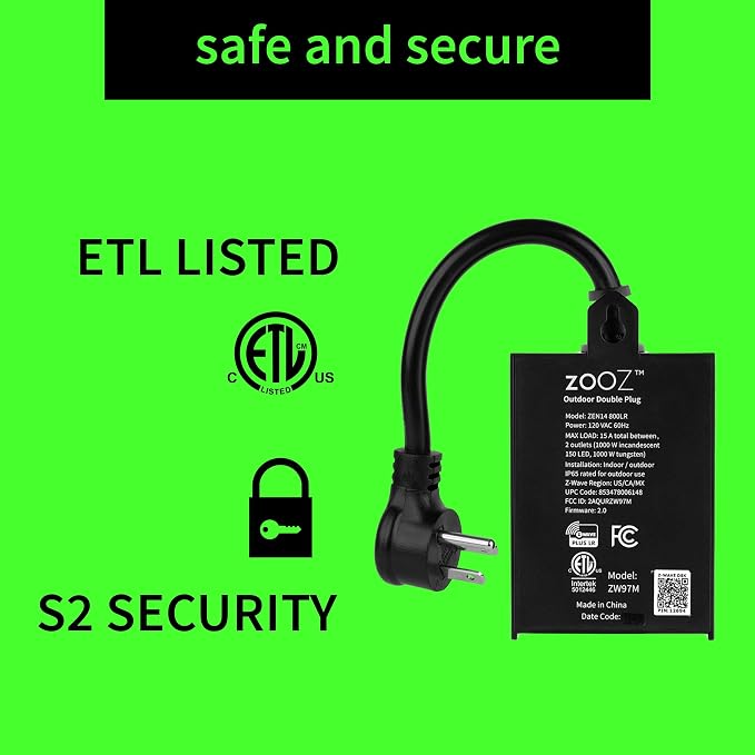 Zooz 800 Series Z-Wave Long Range Outdoor Double Plug ZEN14 | Hub Required | - Image 4