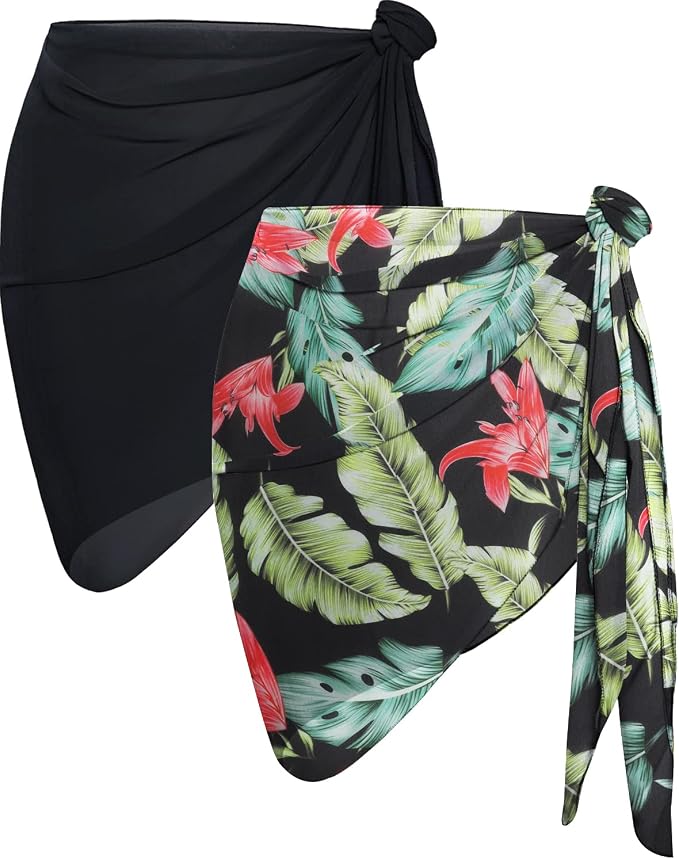 CHICGAL 2 Pieces Women Beach Sarong Bathing Suit Wrap Skirt Sheer Bikini by CHICGAL