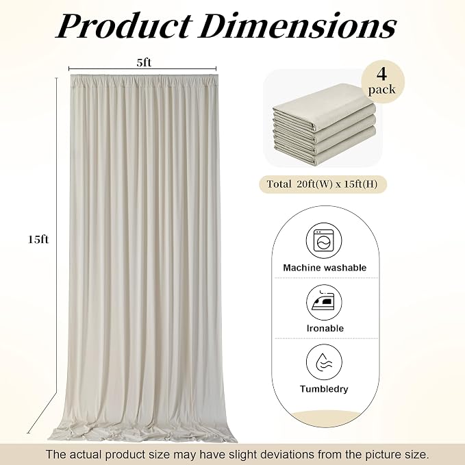 20ft x 15ft Beige Backdrop Curtains - Image 6