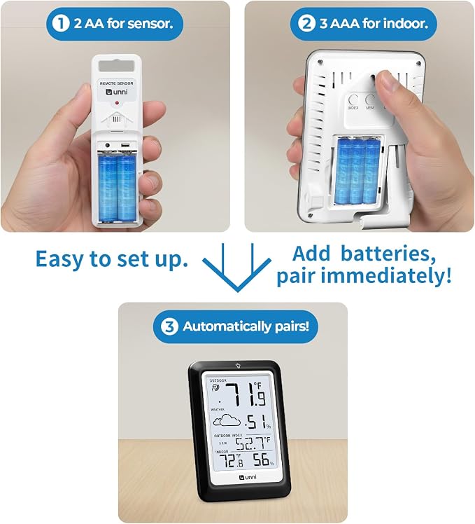 Indoor Outdoor Thermometer Hygrometer Wireless Weather Station, Temperature - Image 7