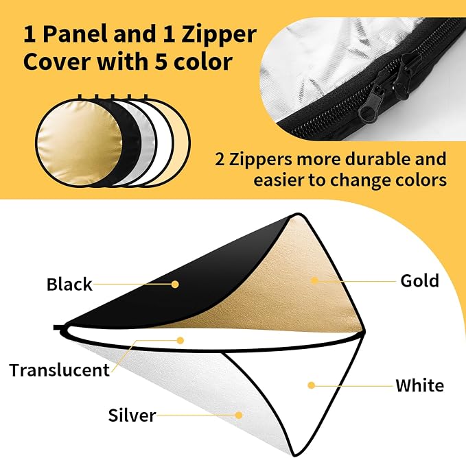 24/32/43/52in Photography Reflector, 5 in 1 Light Diffuser - Image 3