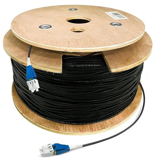 2000ft Uniboot LC to LC Outdoor Armored Fiber Patch Cable, Low Friction Single by Bangun