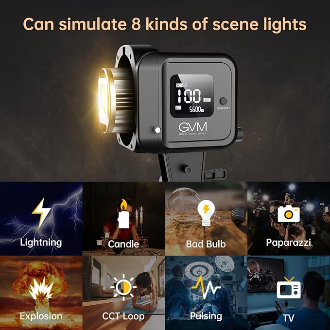 GVM Great Video Maker GVM 80W Bi-Color COB Video Light Kit, 2700K~7500K - Image 5