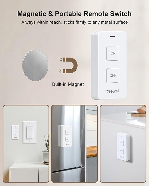 Remote Control Outlet with Portable Magnetic Switch, 200FT Long Range Wireless - Image 4