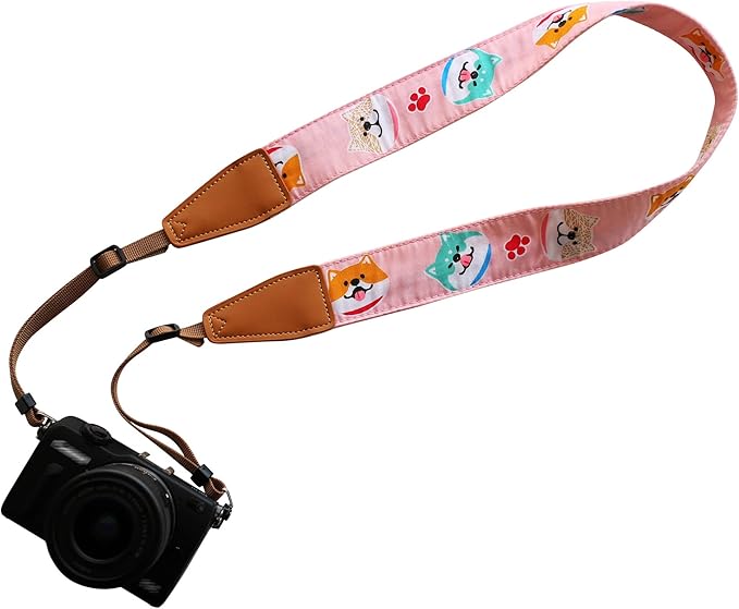 Original Design Personalized Adjustable Camera Strap Pink Shiba Inu, Fit by Unknown
