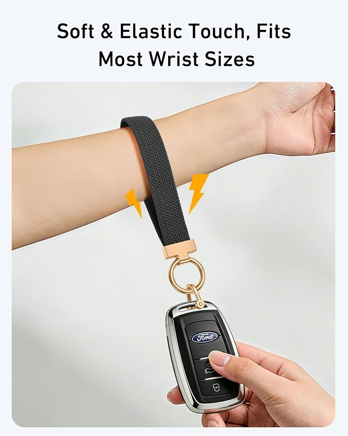 Stretchy Braided Wristlet D-Ring Detachable - Image 3