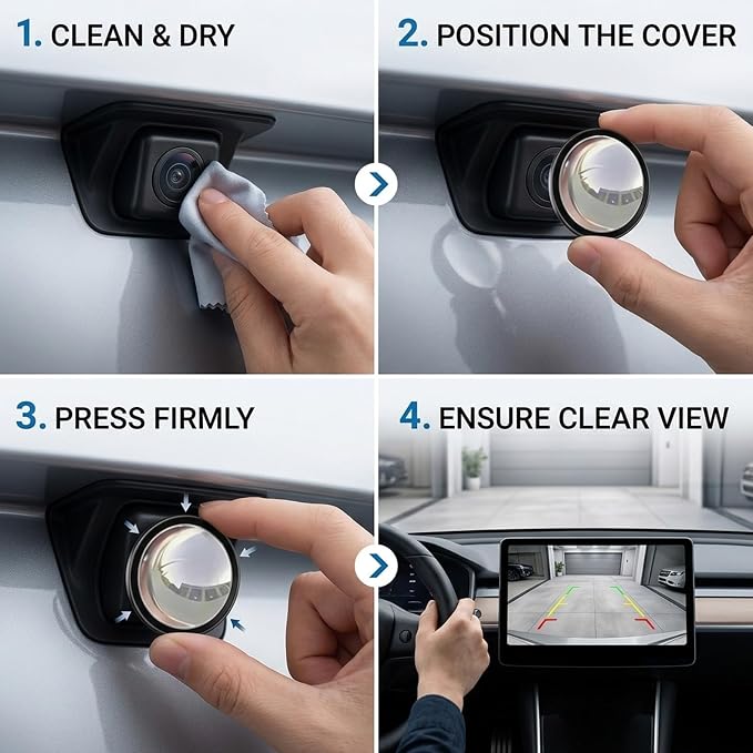 4 PCS Car Camera Lens Protector, Backup Camera Rain Shield, Car Rear View - Image 4