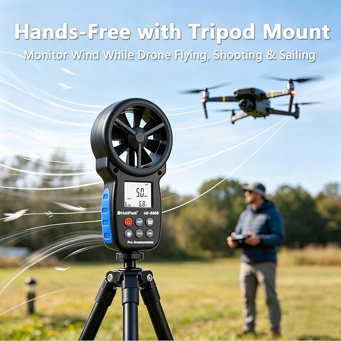 HoldPeak 866B Digital Anemometer, Handheld Wind Speed CFM Meter, HVAC Air Flow - Image 2