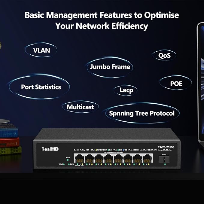 9 Port 2.5G Gigabit PoE Web Managed Switch, 8 Port POE + 1* 10G SFP, IEEE - Image 5
