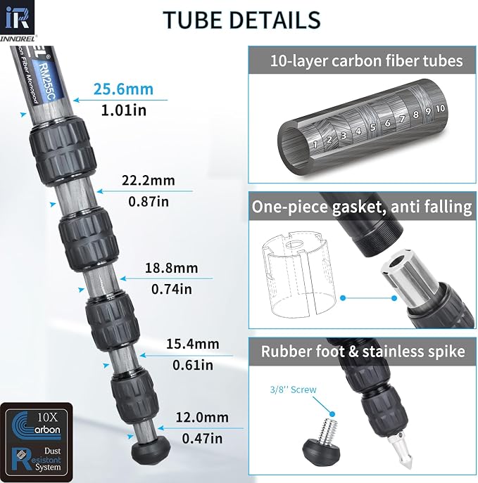 Carbon Fiber Camera Monopod INNOREL RM255C Professional Portable Compact - Image 3