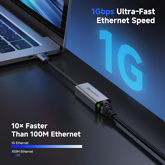 Cable Matters USB C to Ethernet Adapter, Gigabit Ethernet to USB C Network - Image 2