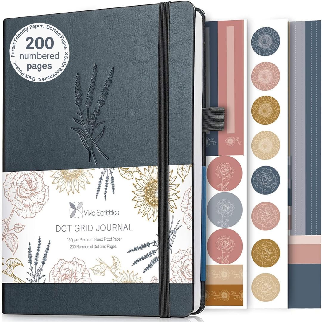 Dotted Journal – A5 Dotted Notebook with Bleedproof 160gsm Paper, Hardcover, Lay-Flat Design – Dot Grid Journal for Writing, Planning, Sketching & More