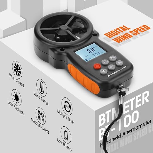 BTMETER BT-100 Handheld Anemometer, Digital Wind Speed CFM Meter Gauge Air Flow - Image 2