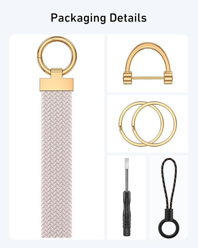 Stretchy Braided Wristlet D-Ring Detachable - Image 2