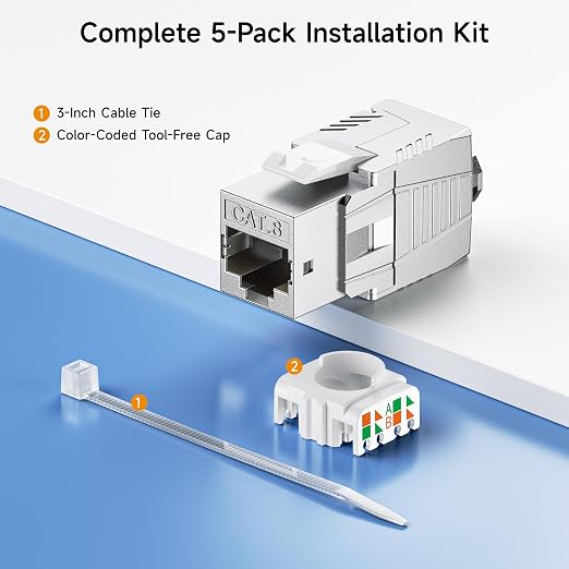 Cable Matters 5-Pack 40Gbps Shielded RJ45 Cat 8, Cat8 Keystone Jack - Image 7