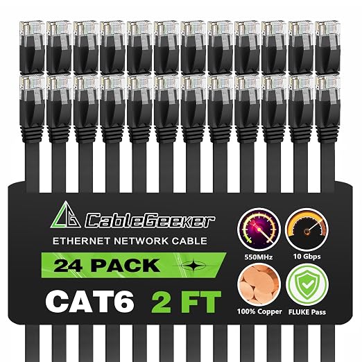 Cat 6 Ethernet Cable 2ft Flat Internet Network Cables by CableGeeker