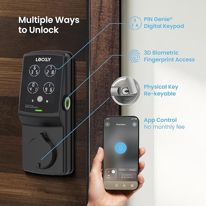 Lockly Secure Pro Smart Deadbolt Lock — Fingerprint Keyless Entry, PIN Genie® - Image 2