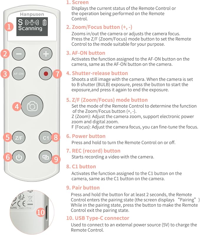 Hanpusen Rechargeable Camera Remote Control - Image 9