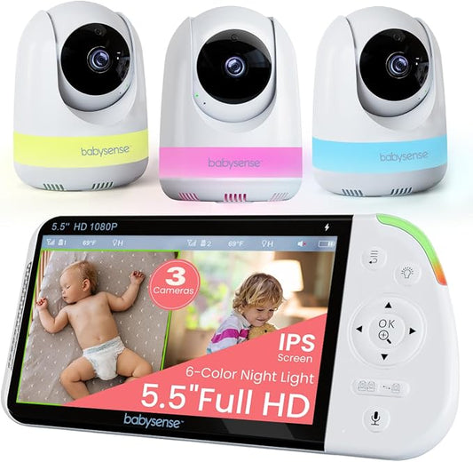 Babysense 5.5" Full-HD Split-Screen Baby Monitor, Video Baby Monitor by MostAwardedBabyMonitorBrand