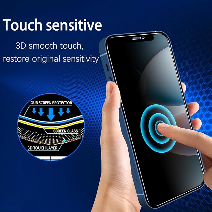 MAYtobe [2+2 Pack Designed for iPhone 12 Pro Privacy Screen Protector, Privacy - Image 6