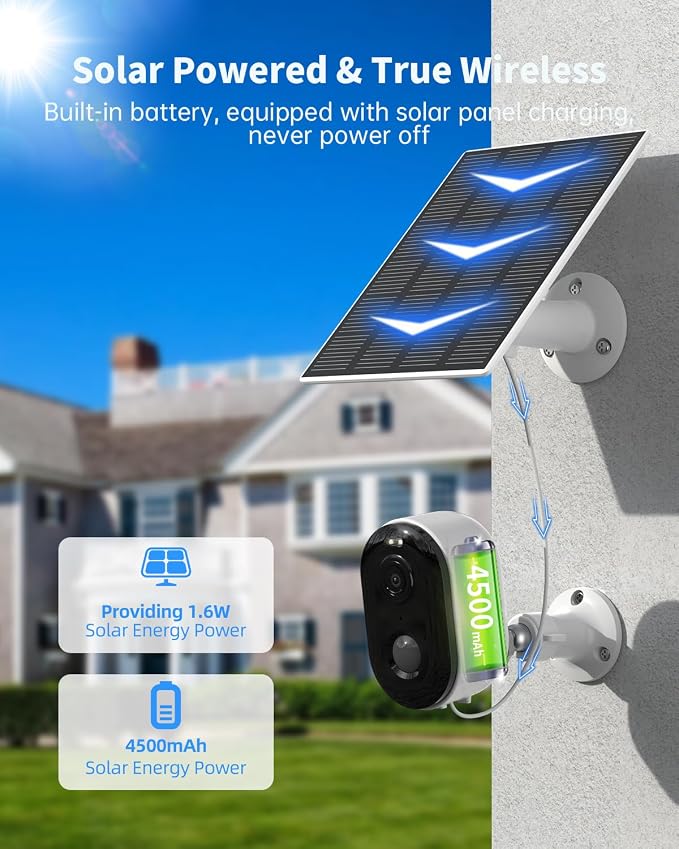 Security Cameras Wireless Outdoor, Solar Battery Powered 2k Color Night Vision - Image 6