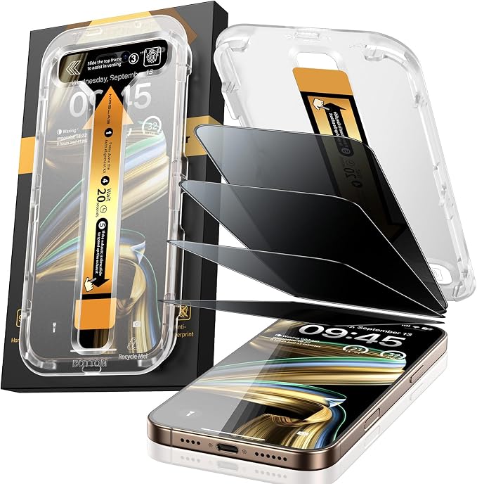 MRGLAS 4-Pack TOP 9H+ Glass for iPhone 16 Pro Max Privacy Screen Protector by MRGLAS
