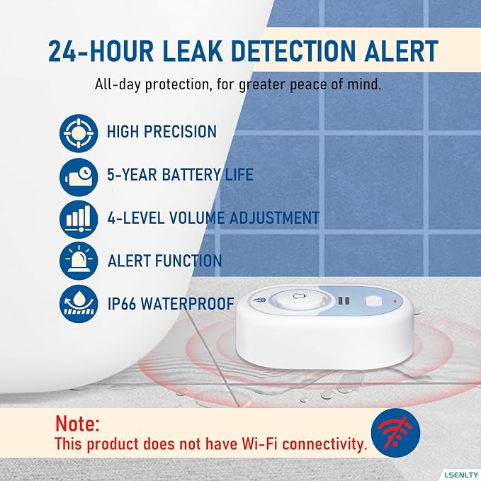 LSENTLY Water Leak Detector Supports 5 Years Standby Time, LED Indicator & - Image 2