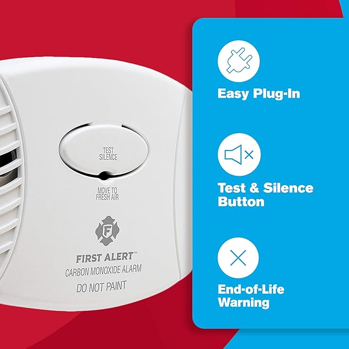 FIRST ALERT Plug-In Carbon Monoxide Detector, 6.75 x 6.9 x 9 inches - Image 3