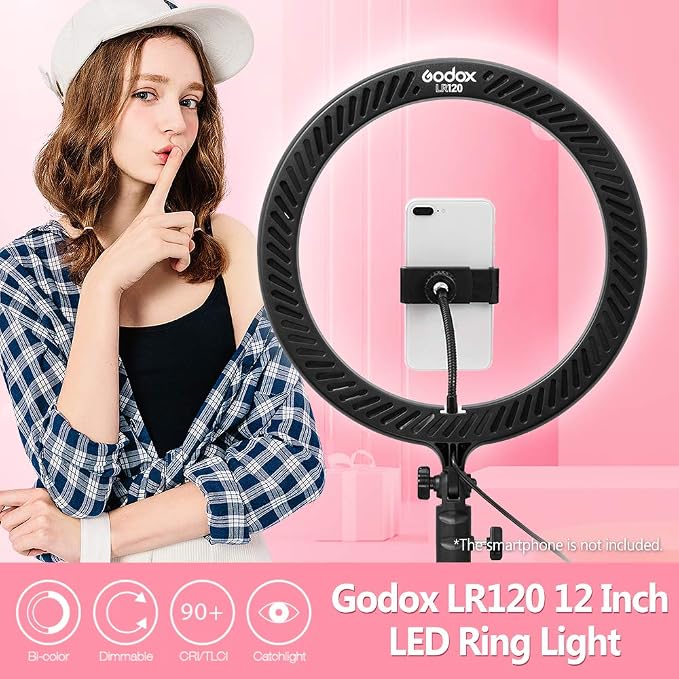 GODOX LR120 12 Inch LED Ring Light Photography Light Fill-in Light 3000K-6000K - Image 2