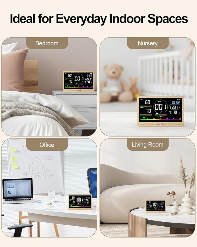 16-in-1 Air Quality Monitor Indoor, Real Time CO2, Formaldehyde, Temperature & - Image 9