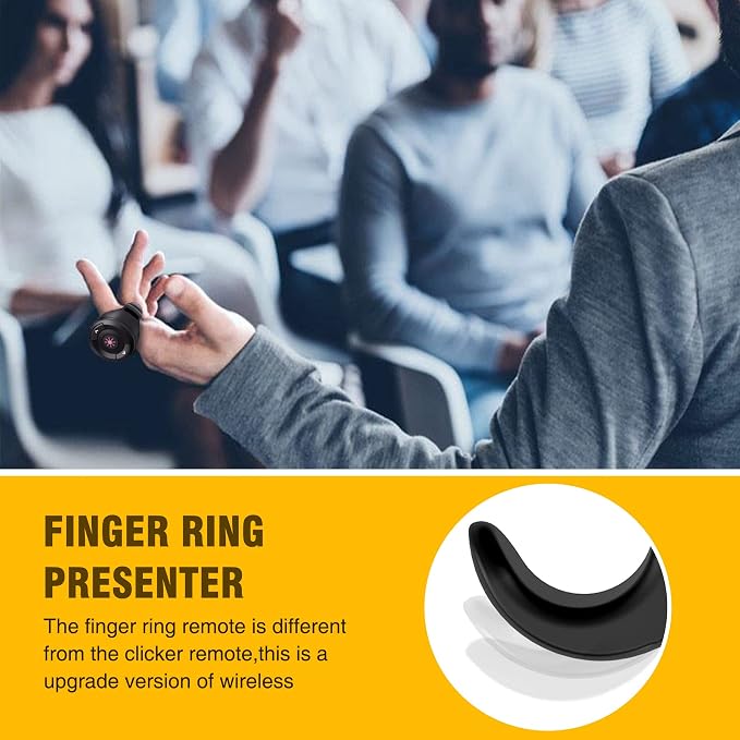 Presentation Clicker USB Rechargeable Powerpoint Clicker, Finger Ring RF 2.4GHz - Image 7
