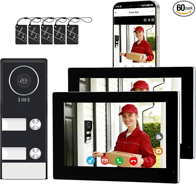 House Video Intercom System for 2 Families, 1080P Wired Video Doorbell by Fromthebrand