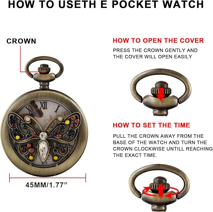 Men's Pocket Watch, Arabic Digital Dial Pocket Watches - Image 7